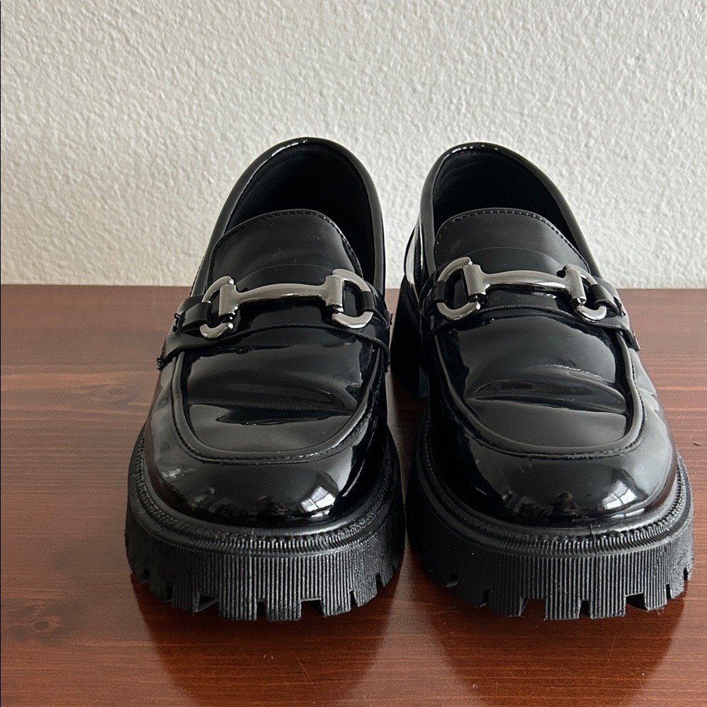 Black Patent Loafers | Chunky Sole | Classic Preppy Gothic Style - Picture 2 of 10
